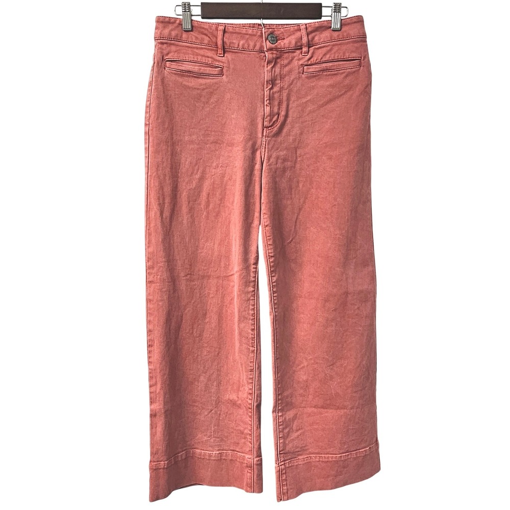 LOFT Womens 28 Wide Leg Crop Jeans Pink High Rise Stretch Colored Denim